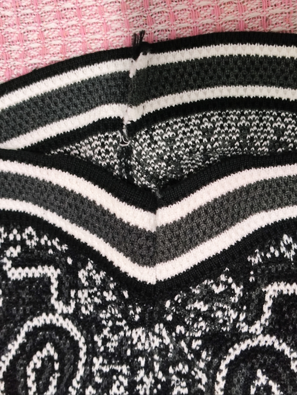 Men's Black Paisley Knit Bermuda Shorts with Stripe Waist - Picture 8 of 10